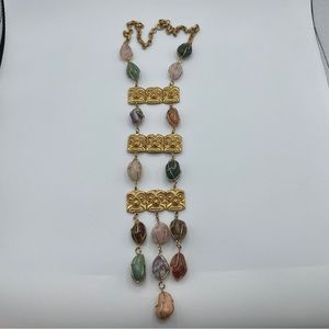 1970’s CASTLECLIFF Lawrence Larry Vrba Statement Necklace Mayan Aztec Semi #408